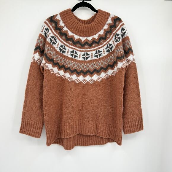 Aerie Sweaters - Aerie Orange Fair Isle Knit Pullover Sweater Size Medium M